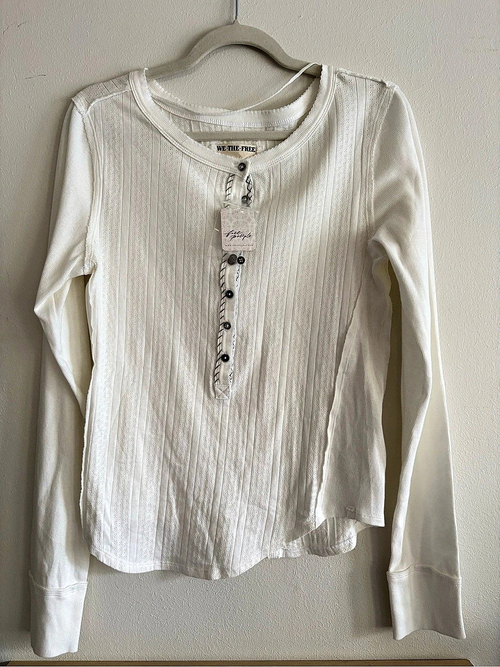 We The Free Jamie Henley White Long Sleeve Top XL NWT